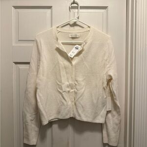 Women's Merino Wool Cream Cardigan Sweater
